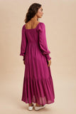 Olivia Dress in brown, green, mulberry