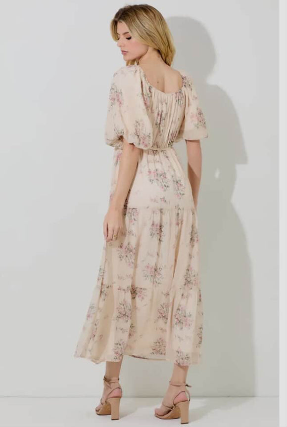 Maya dress in cream multi