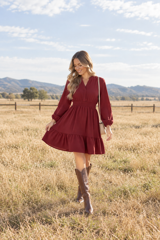 Burgundy midi dress