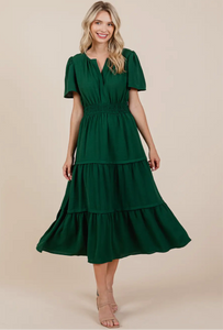 Yamileth Dress in brown, burgundy, green