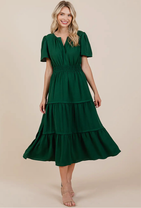 Yamileth Dress in brown, burgundy, green