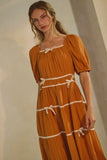 Angela dress in olive & Rust