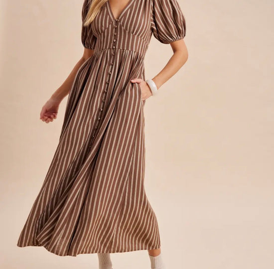 Striped Button Down Maxi Dress