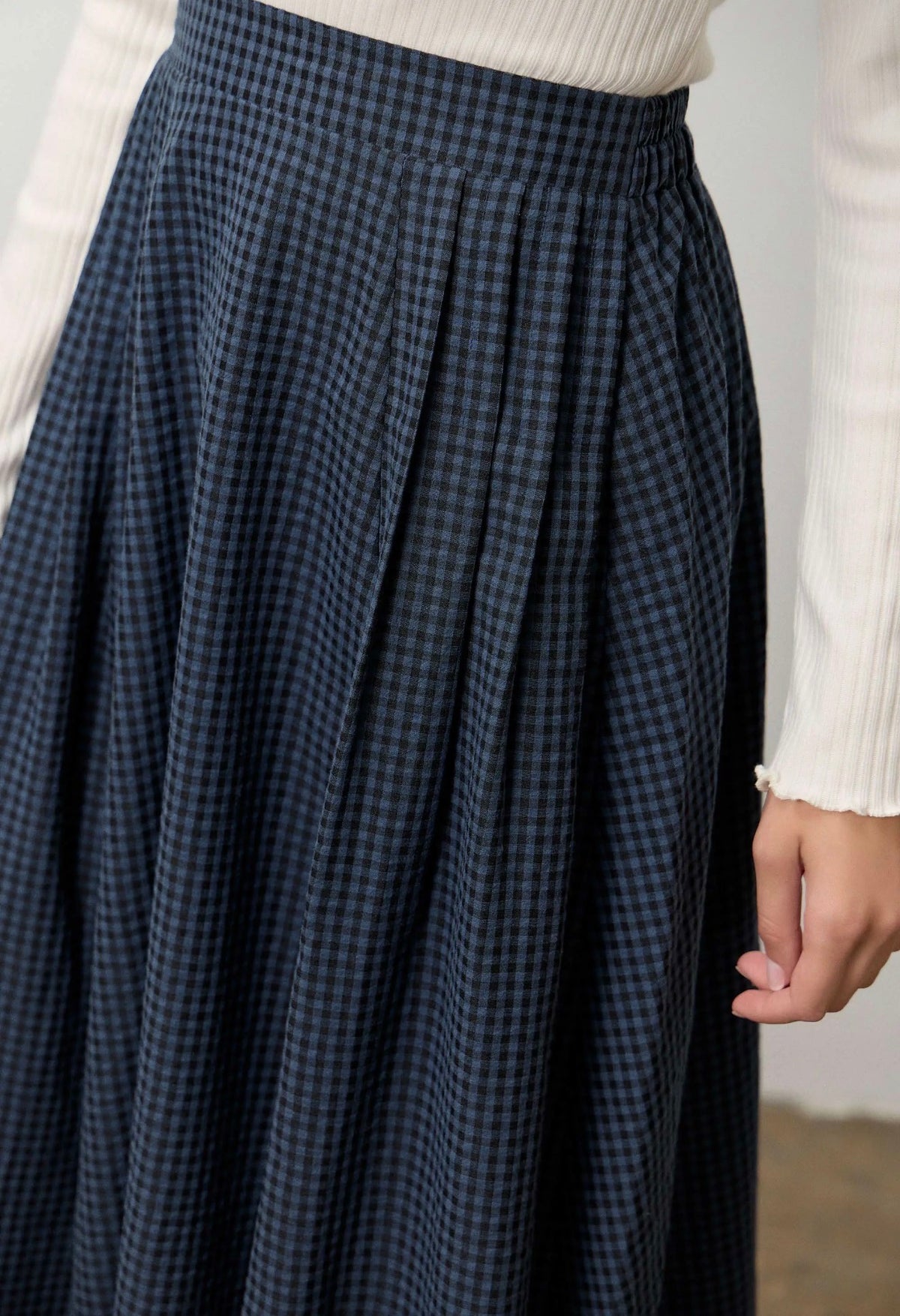 Velen Gingham Maxi skit Navy/black