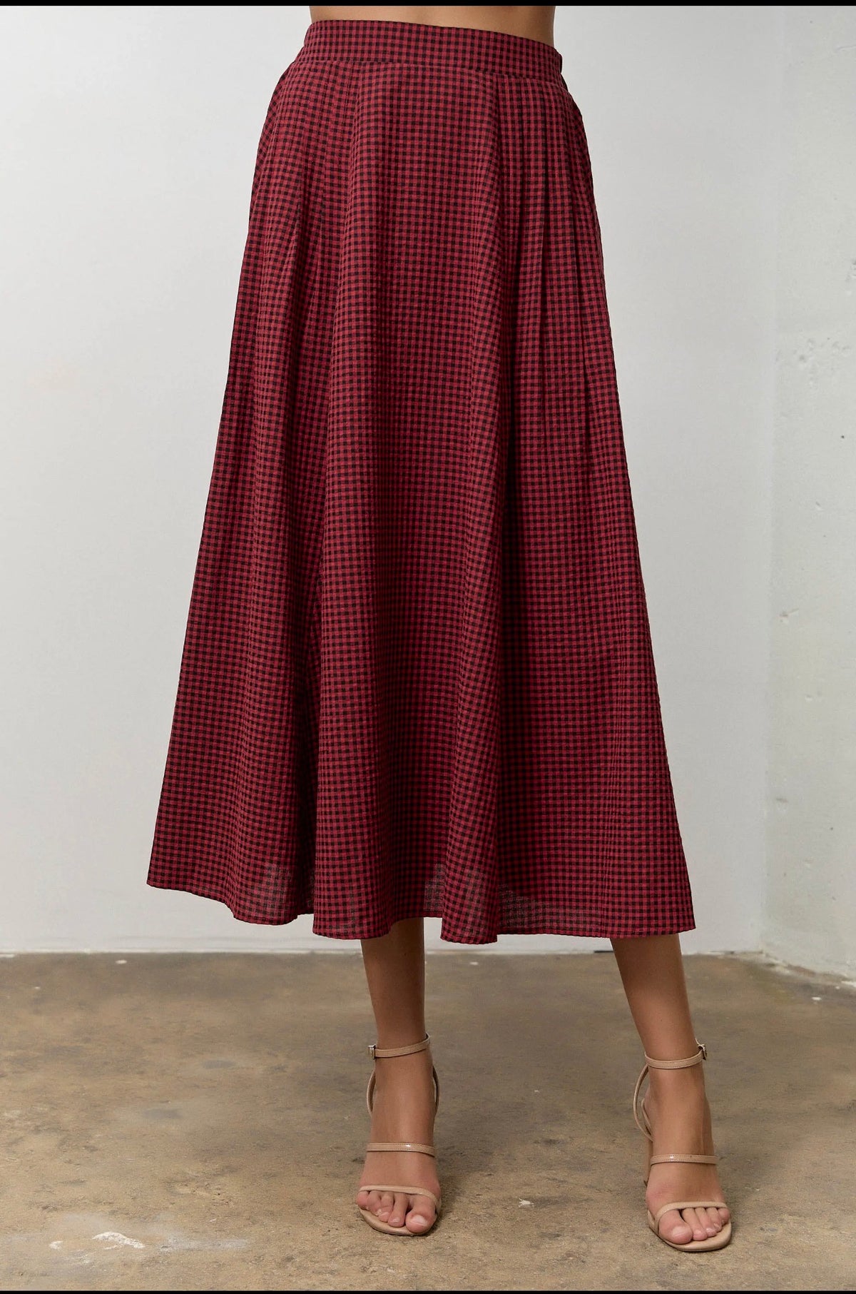 Velen Gingham Maxi skit red/ black