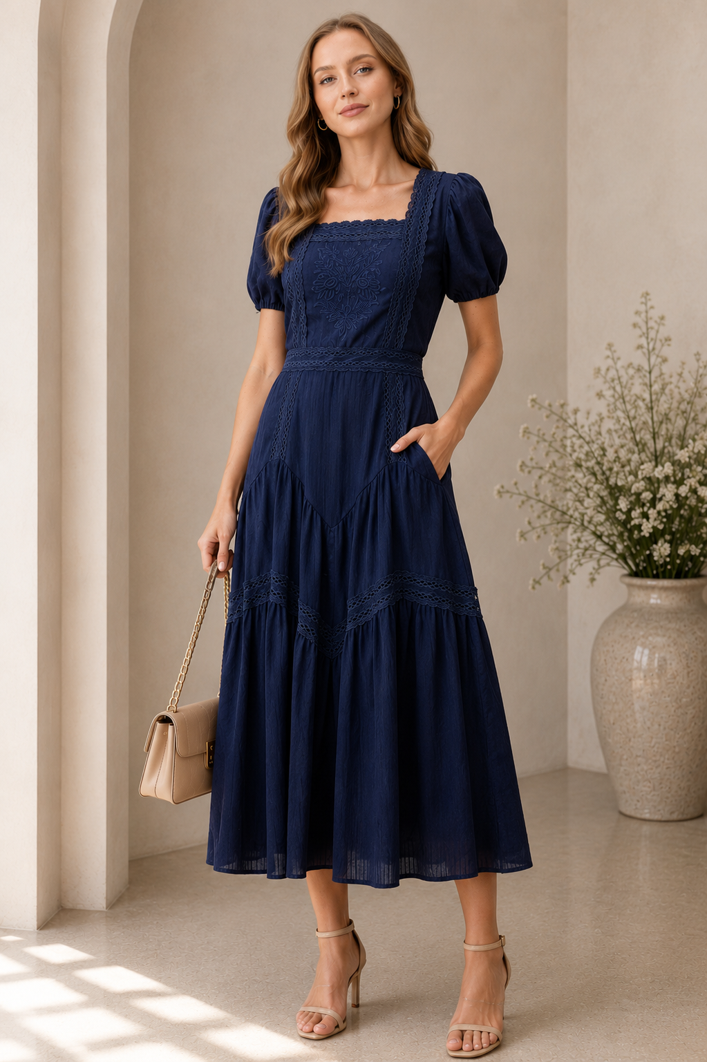 Lorena navy dress