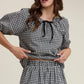 Gingham Top and Skirt Set - ivory / balck