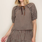 Gingham Top and Skirt Set / Mint/Chocolate