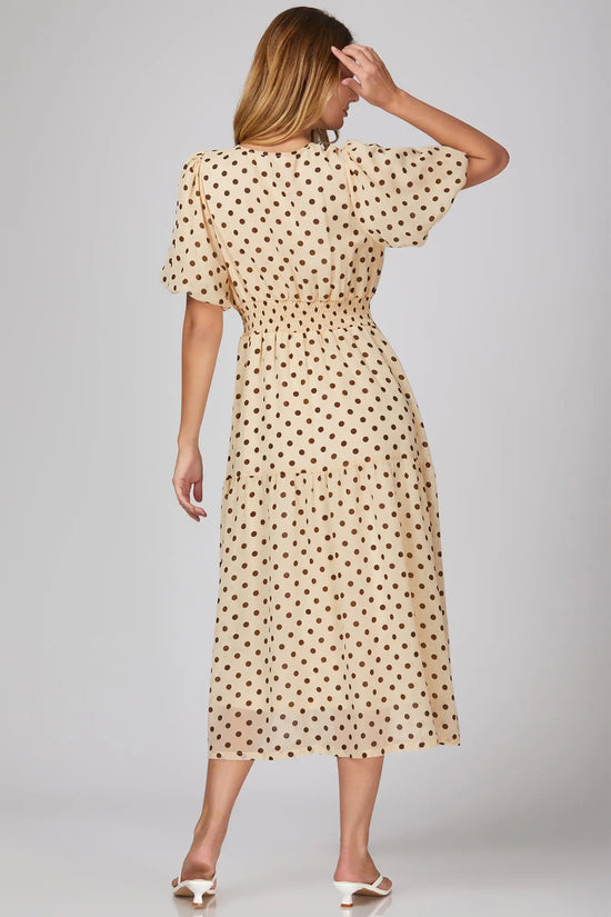 Polkadots dress in ivory