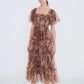 Tulle brown & burgundy dress