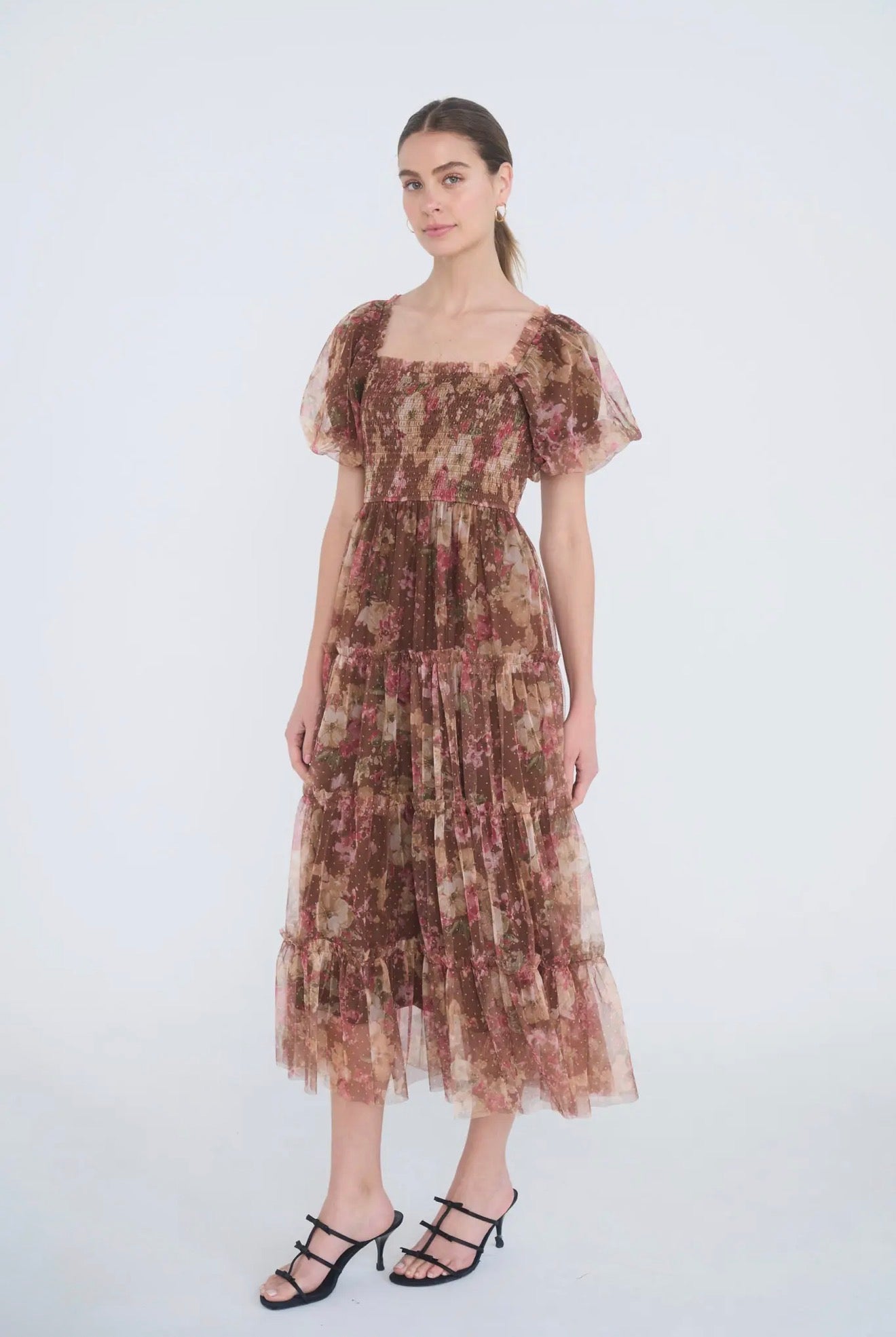 Tulle brown & burgundy dress