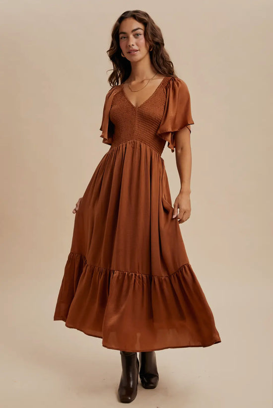 Mia Smocked Washed Satin Dress