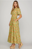 Floral green maxi dress