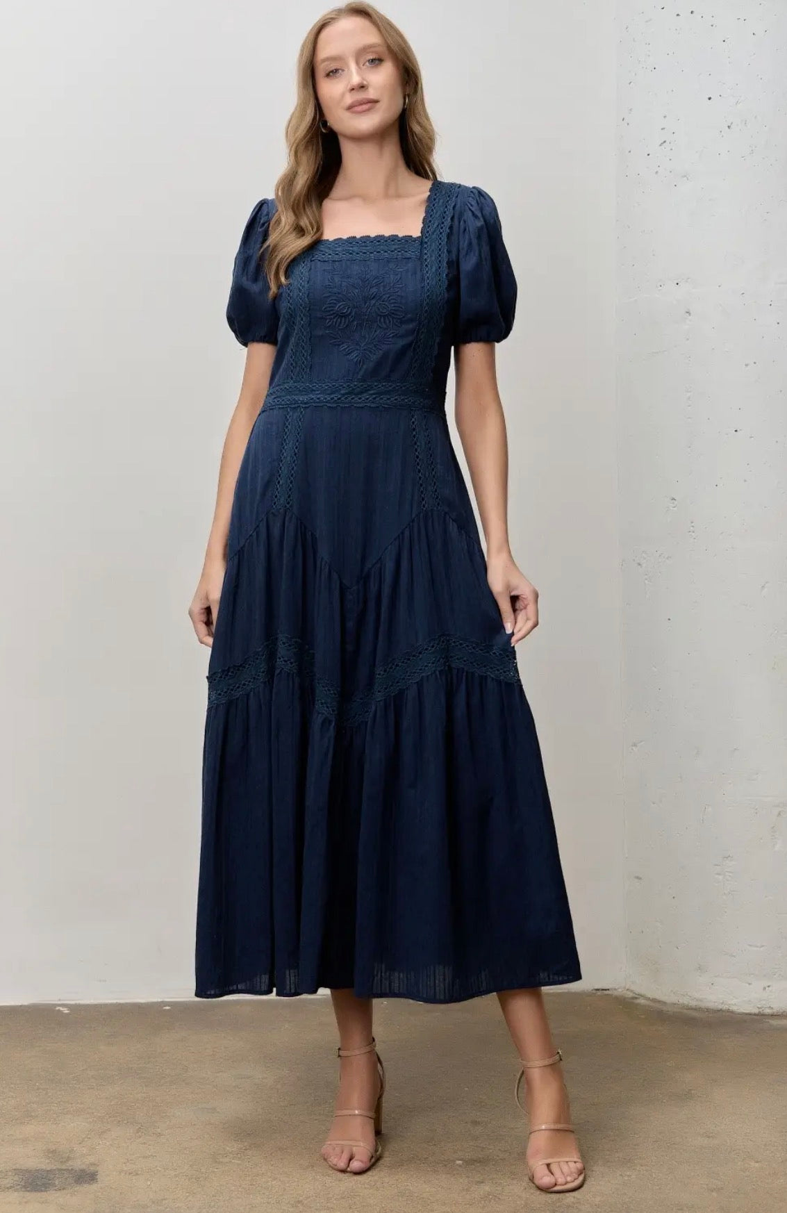 Lorena navy dress
