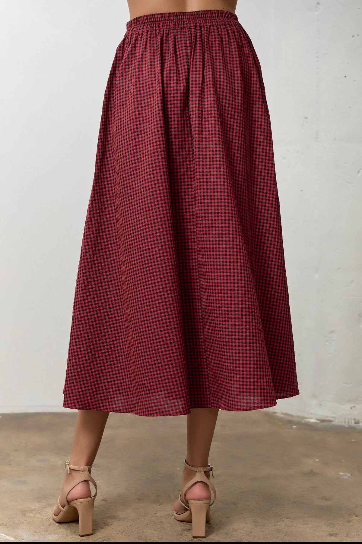 Velen Gingham Maxi skit red/ black