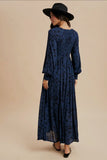 AILANY SMOCKED FLORAL MAXI DRESS IN NAVY