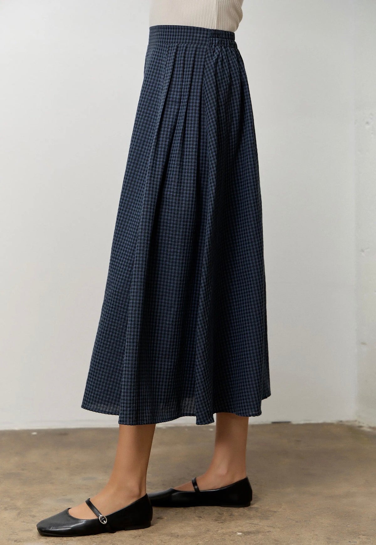 Velen Gingham Maxi skit Navy/black