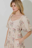 Maya dress in cream multi
