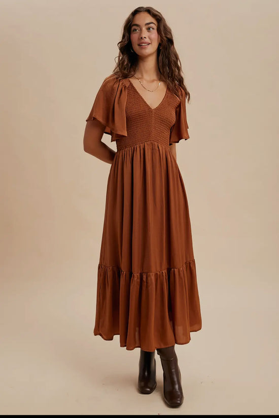 Mia Smocked Washed Satin Dress