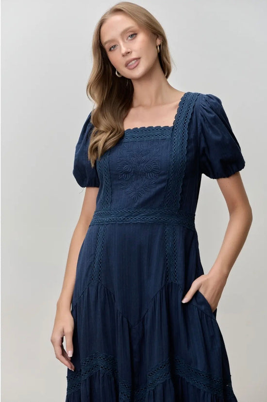 Lorena navy dress