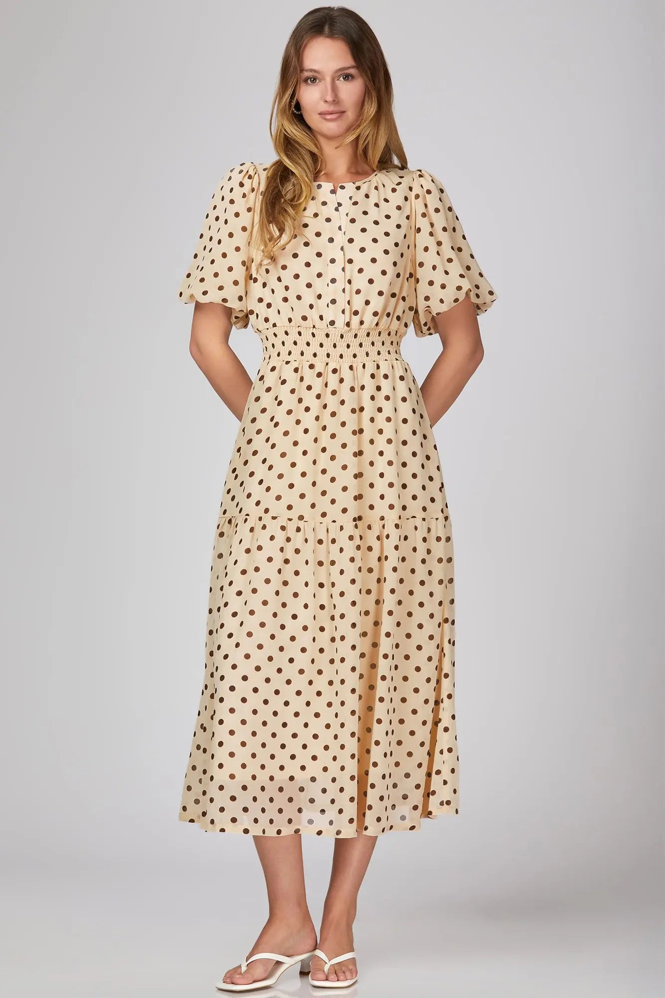 Polkadots dress in ivory