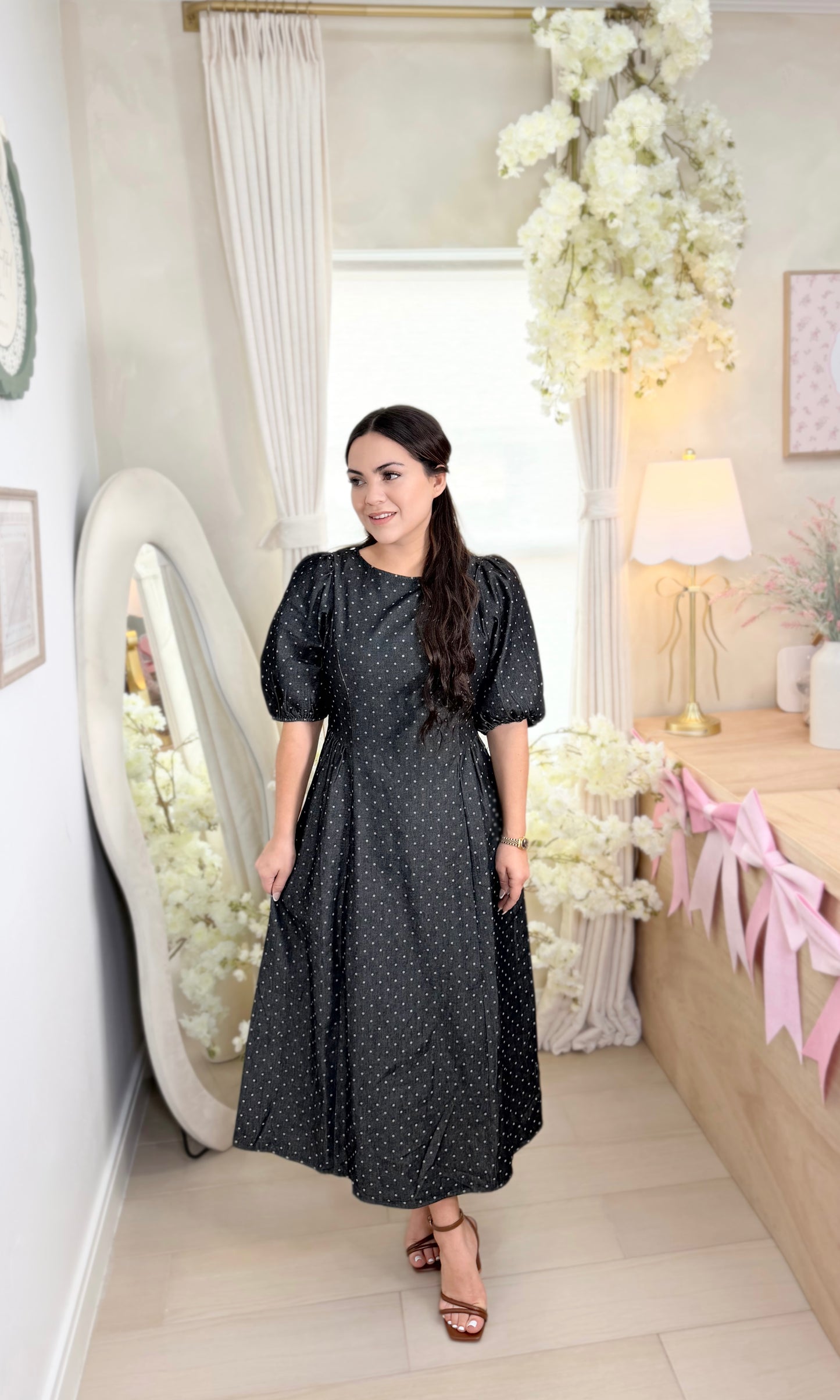 Denim polkadot dress