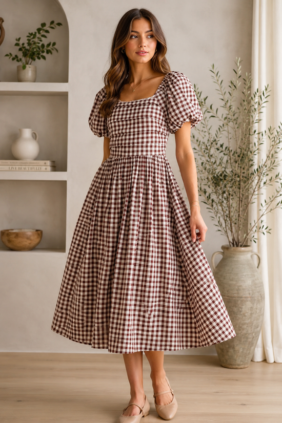 Dahlia Dress in brown