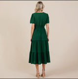 Yamileth Dress in brown, burgundy, green