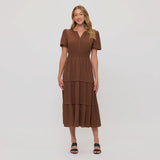 Yamileth Dress in brown, burgundy, green