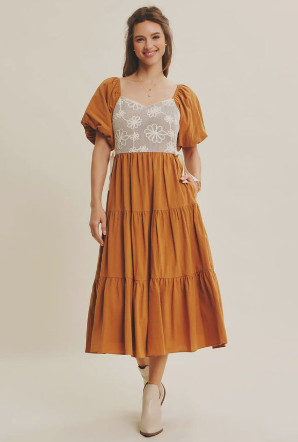 Katalina dress in camel brown