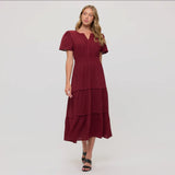 Yamileth Dress in brown, burgundy, green