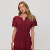 Yamileth Dress in brown, burgundy, green