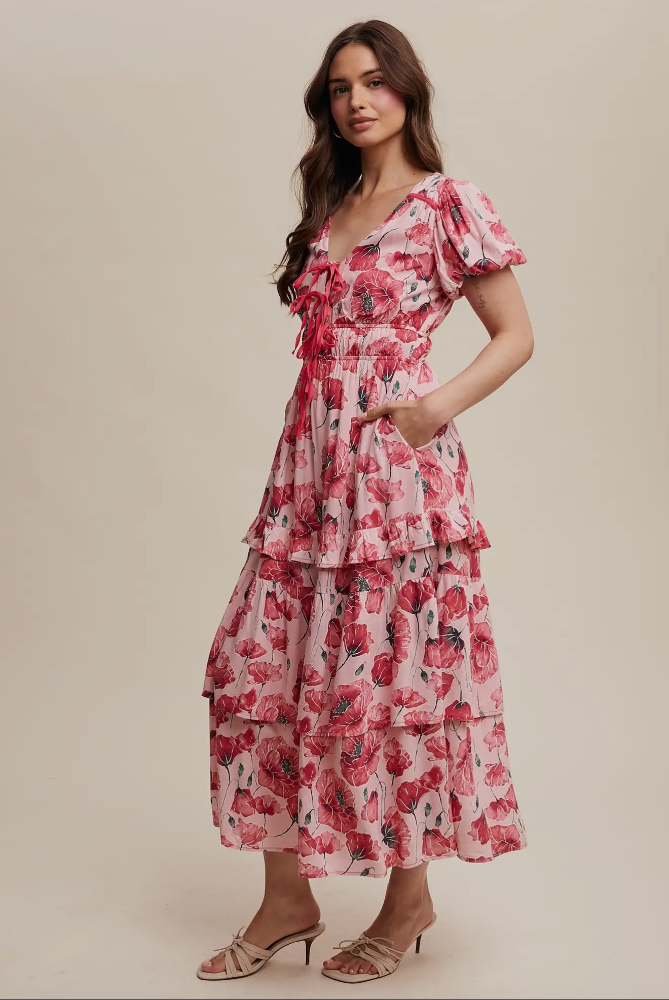 HONEY BLOOM Floral Tiered Maxi Dress