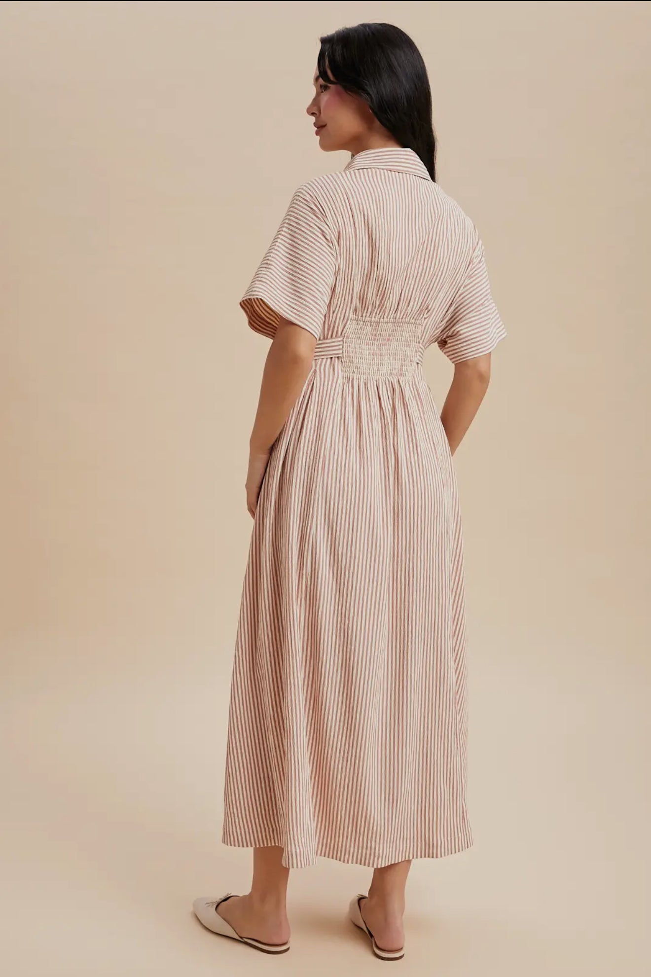 Striped Button Down Shirt Dress