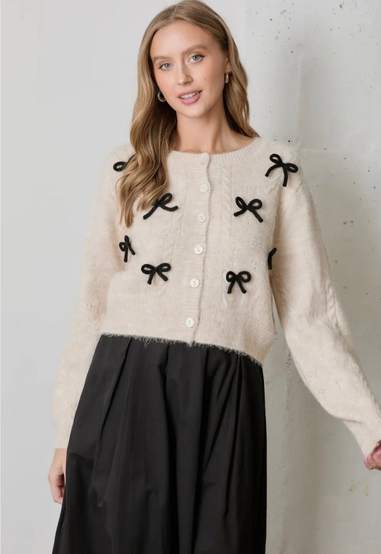 3D Ribbon Button Up Sweater/ cardigan