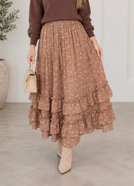 Julie floral skirt in mocha