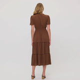 Yamileth Dress in brown, burgundy, green