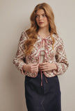 Rose Print Quilted Tie Jacket
