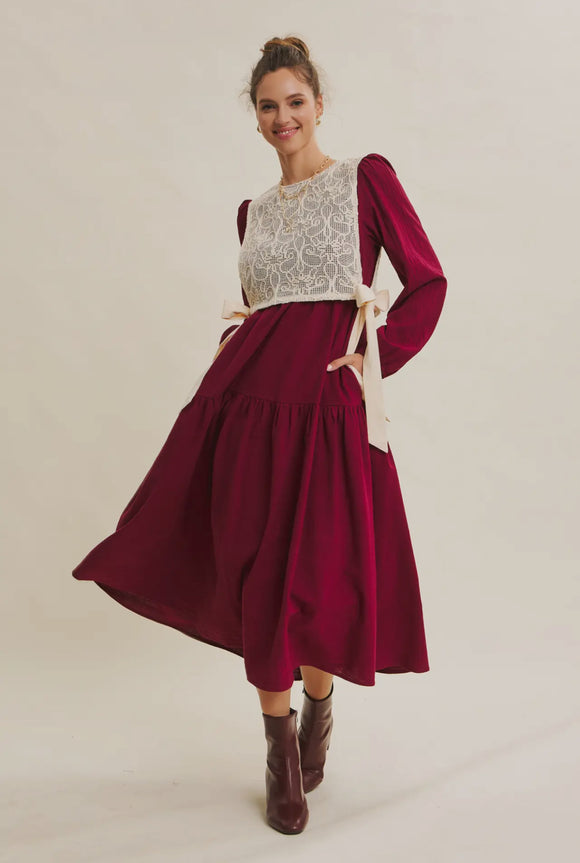 Gianna dress in burgundy