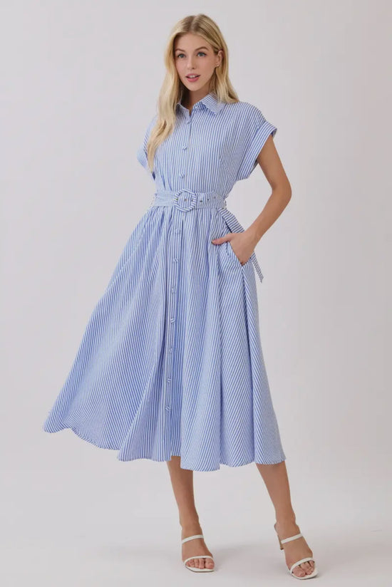 Sofía Striped Short Sleeve Button Down Maxi
Dress