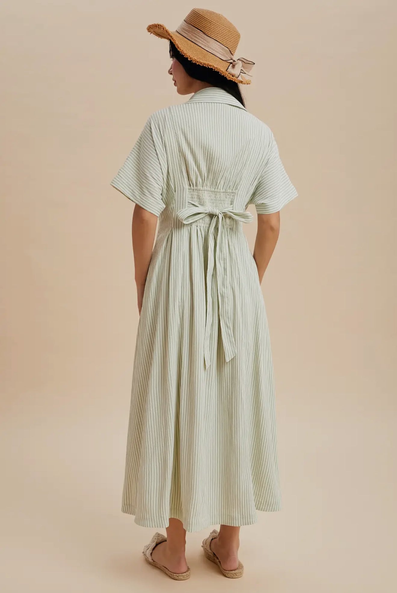 Striped Button Down Shirt Dress