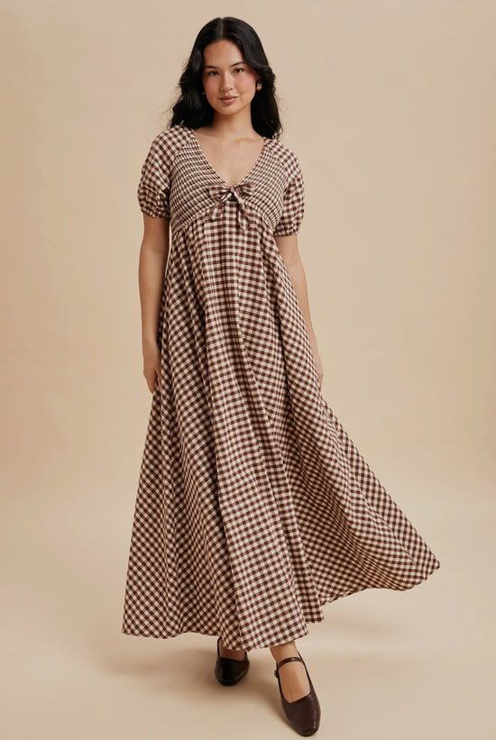 Smocked Gingham Maxi Dress