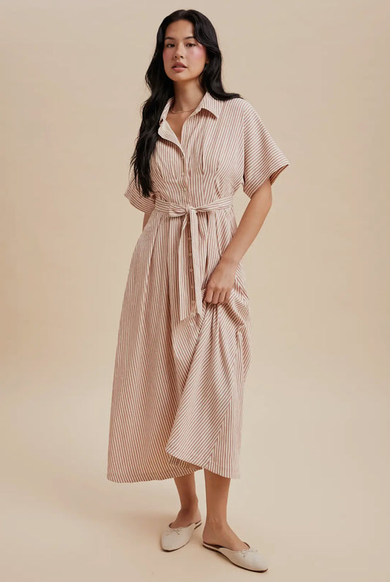 Striped Button Down Shirt Dress
