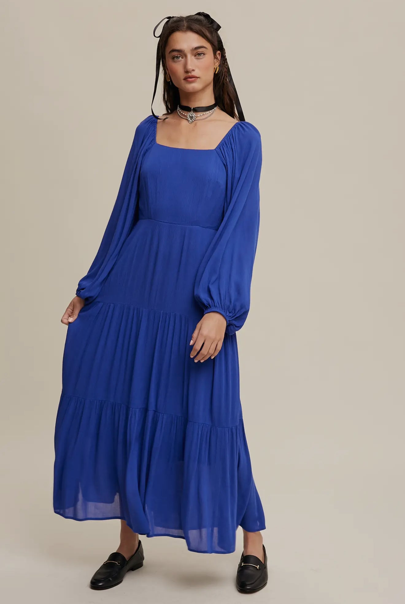 Ali Romantic Square Neck Tiered Boho
Maxi Dress