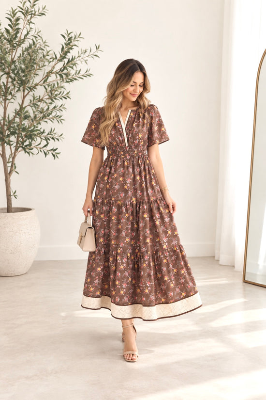 Cotton Floral Bordered Maxi Dress