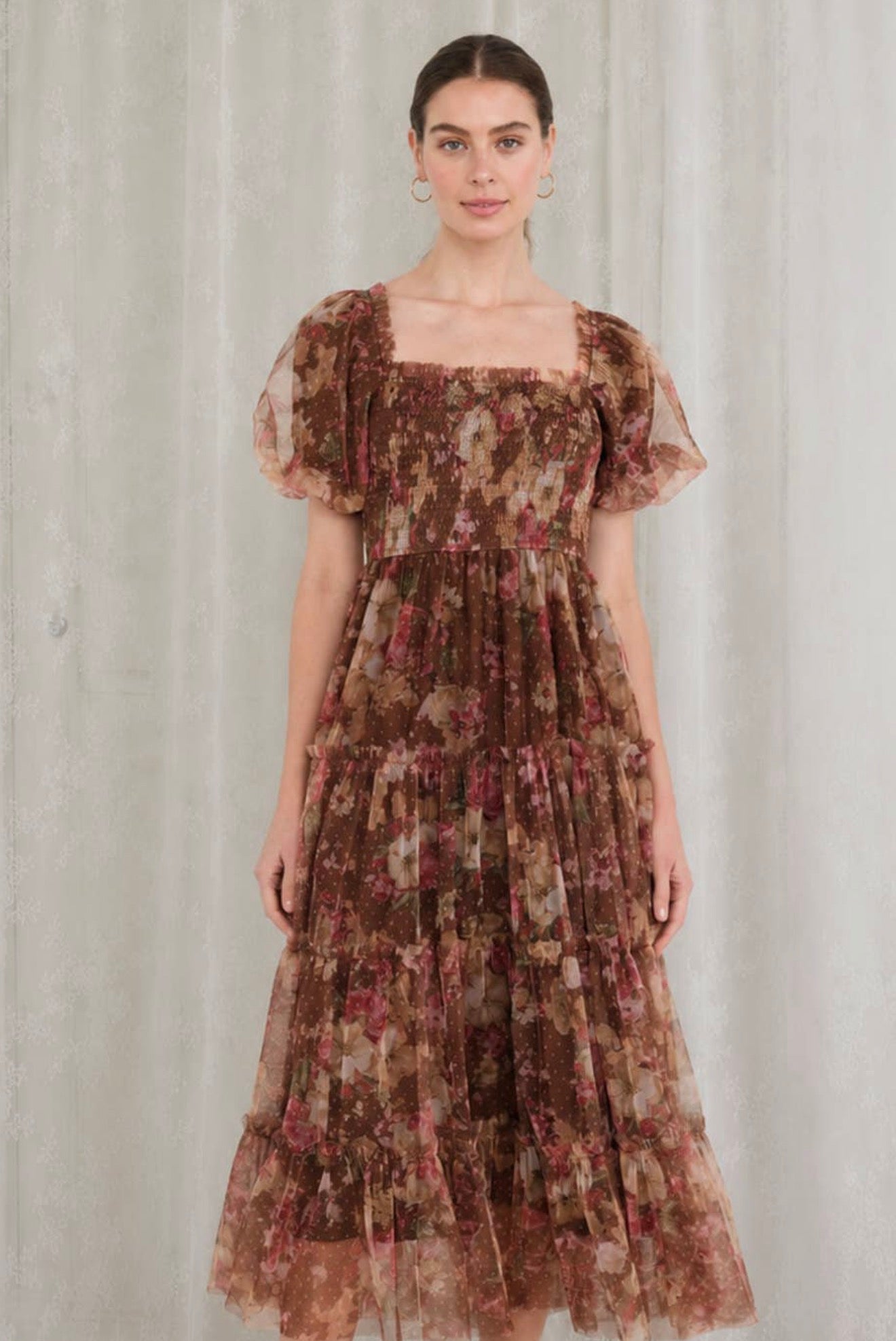 Tulle brown & burgundy dress