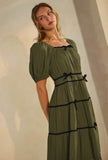 Angela dress in olive & Rust