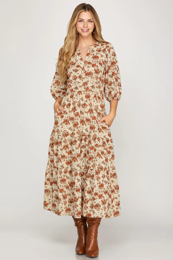 Thalia Cream / Rust Dress