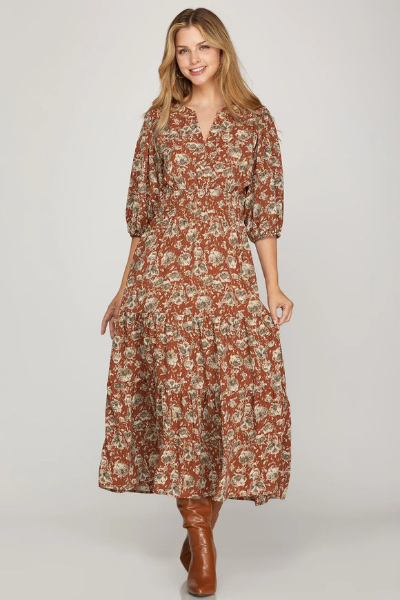 Thalia Rust Dress