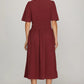 DRESS IN OLIVE, BURGUNDY, TAUPE